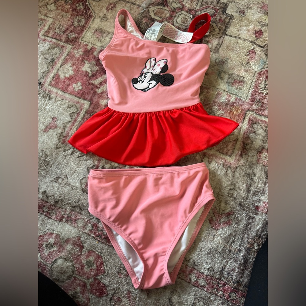 Girls Minnie Mouse Disney store bathing suit set
